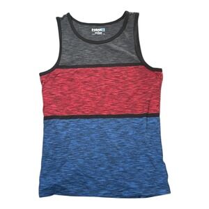 Hawk Mens Striped Tank Top Red Blue Grey Sleeveless Gym‎ Athletic Size S
